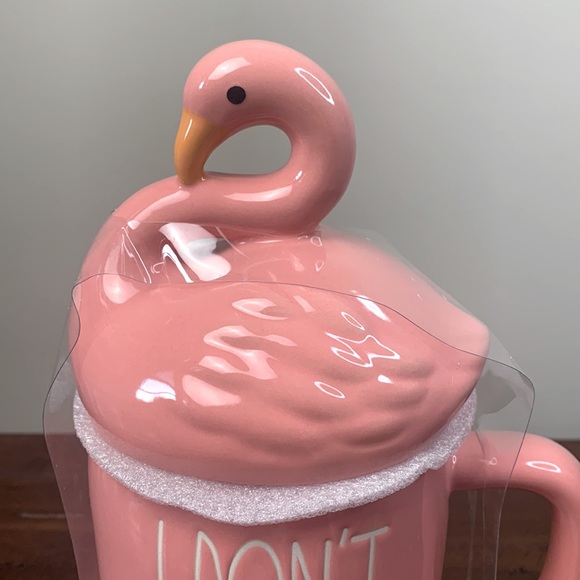 Rae Dunn “I Don’t Give A Flock” Mug with Flamingo Topper - Picture 3 of 14
